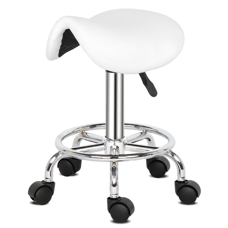 Ascalon Swivel Upholstered Adjustable Height Counter Stool, White