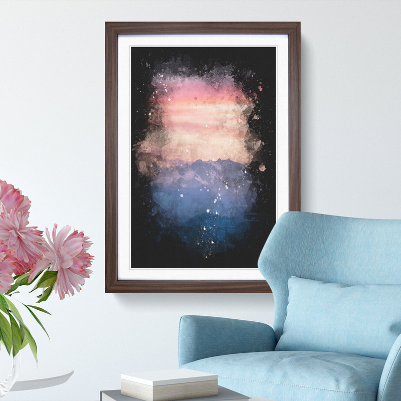 Swiss Mountain - Picture Frame Painting Print, 45cm H x 33cm W x 2cm D, Walnut Framed