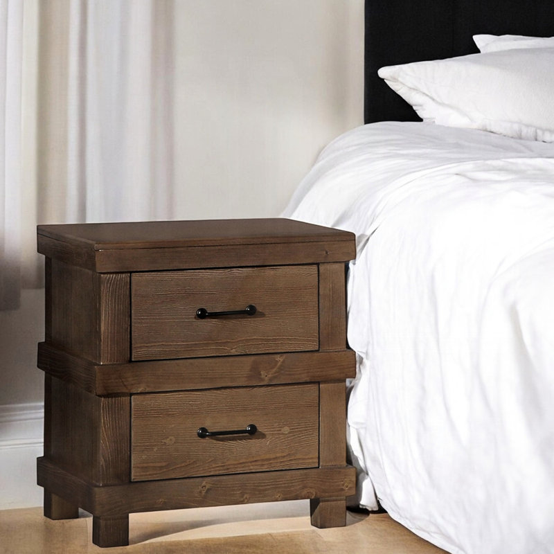 Table de chevet 2 chambres à coucher avec superbe finition en bois de chêne antique pour une atmosphère paisible
