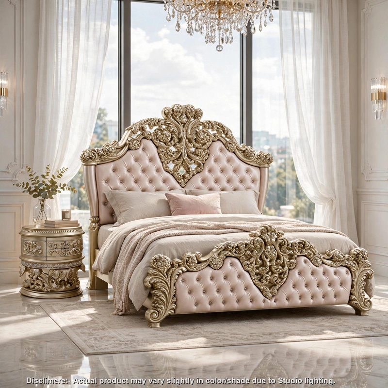 Ensemble de chambre à coucher pour lit très grand 2 pièces, design rembourré, argent, table de chevet
