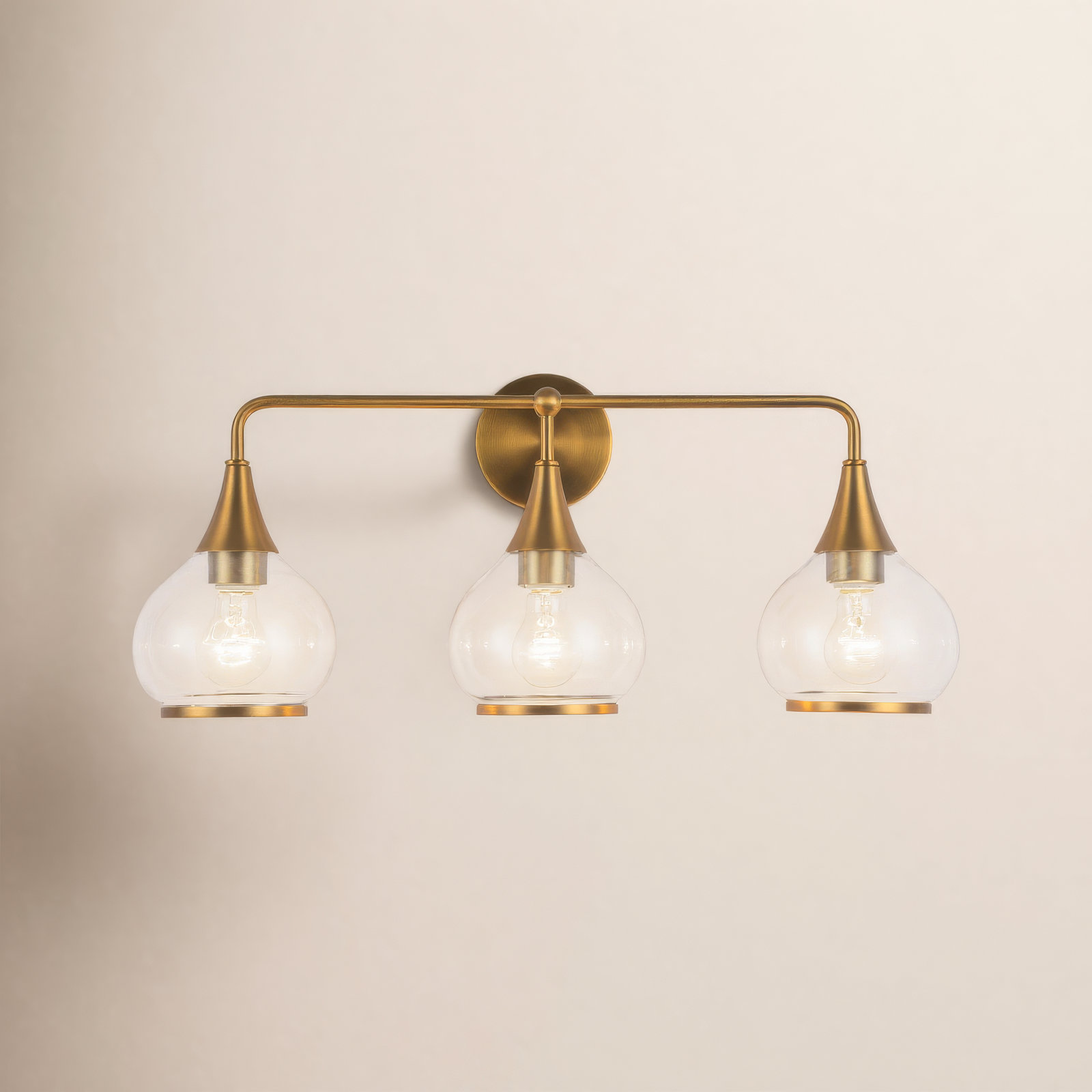 Marsi Vanity Light, Clear Glass, Aged Gold, 3