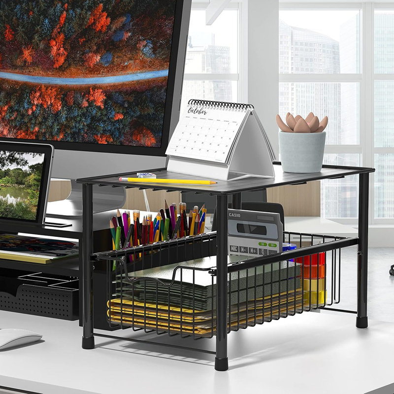 Stackable Under Sink Sliding Basket Organizer – Black