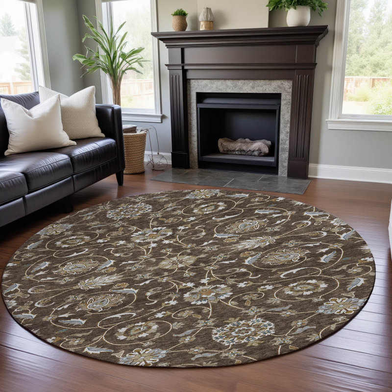 Premium Machine Washable Gurubaksh AMF1149 Moroccan Rug, Rond 8 pi