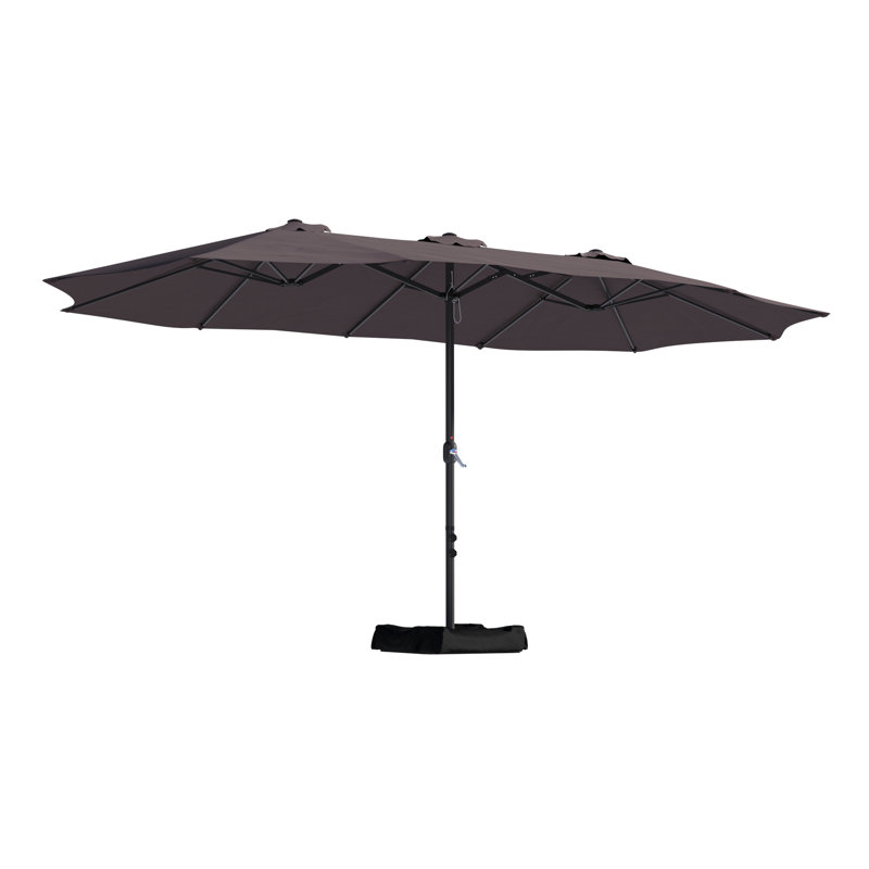 Parasol de marché 15 pi avec base, Brun