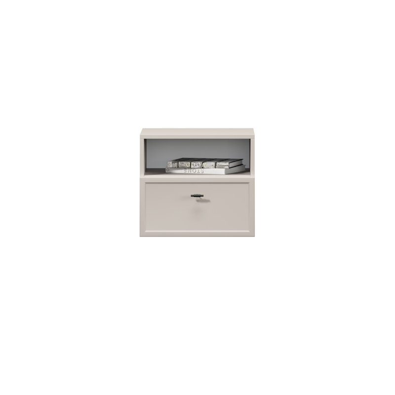 Bagga 45cm W Manufactured Wood Bedside Table, Cream/Beige/Black