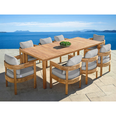 Everlee Outdoor 9pc 94in. Ensemble repas, toile Sunbrella teck FSC