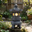 Lanterne solaire japonaise en pierre pour jardin, lampe en résine de style pagode zen avec lumière nocturne douce, décoration pour allée de terrasse, 26 cm