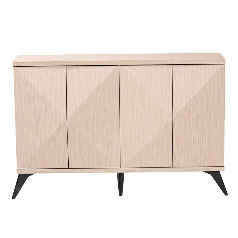 Draper Light Brown and Black Wood 4-Door Sideboard Buffet