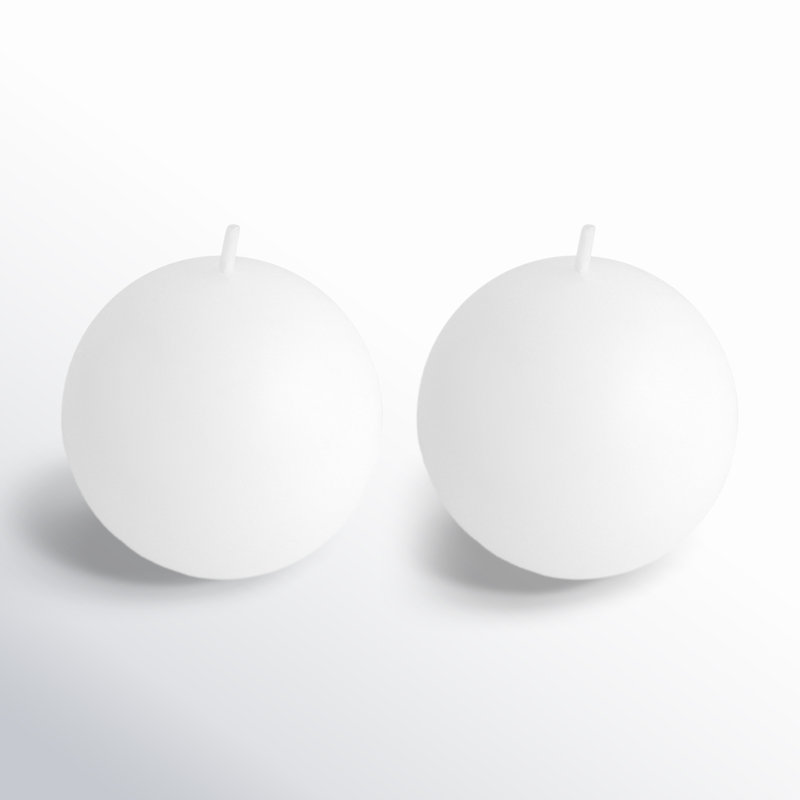 Bougie ronde, Blanc, Diamètre de 4 po, Ensemble de 2