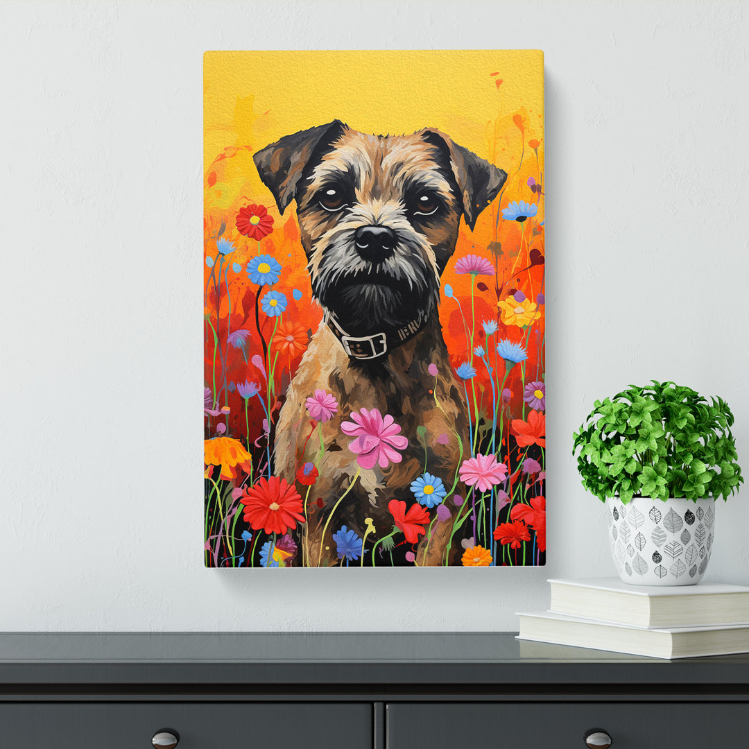Border Terrier Colour Field No.3 - Rectangle - Wrapped Canvas