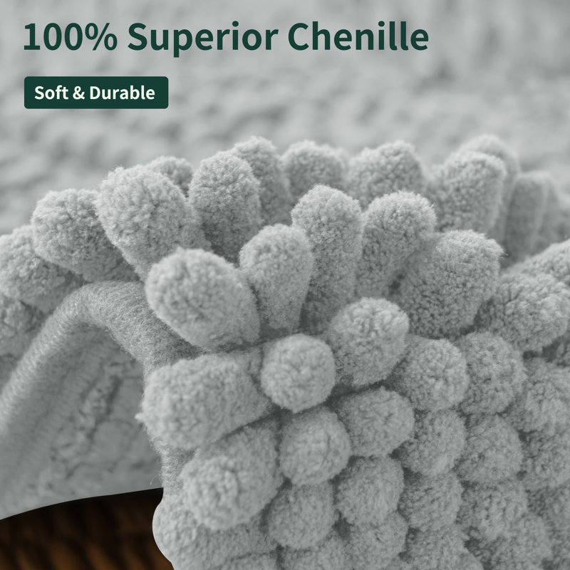 Chenault Soft Chenille Bathroom Rug, Light Gray, 24" W x 60" L