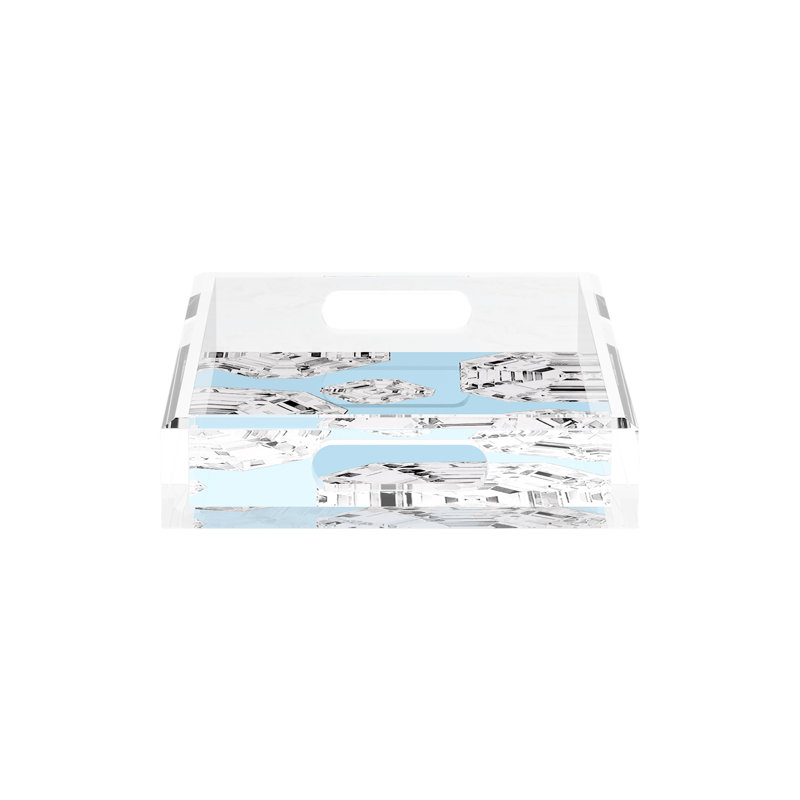 Plateau décoratif rectangulaire en acrylique avec pierres précieuses Got Rocks, L 12,5 po x P 7,75 po x H 2 po, Poussoir