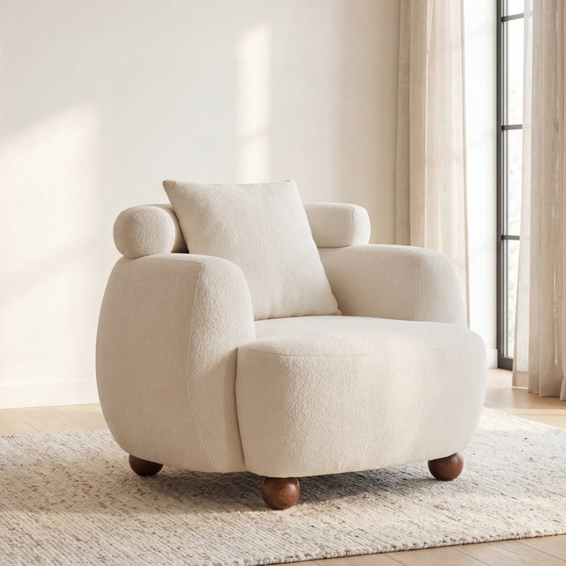 Fauteuil seau 38 pouces en tissu chenille, Chêne blanc Américain