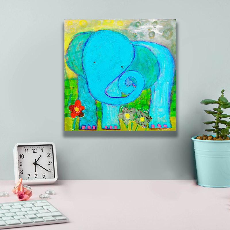 «All Is Well Elephant» par Wyanne, art mural sur toile, H 12 po x l 12 po x P 0,75 po