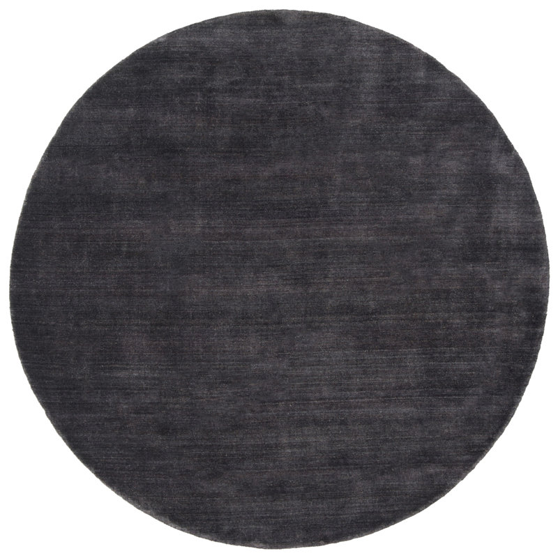Addisyn Hand Tufted Wool/Cotton Solid Color Rug in Black, Round 4'