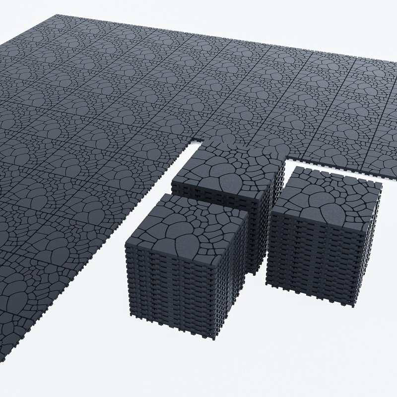 30.5cm L x 30.5cm W Plastic Interlocking Deck Deck Tile Kit, Grey