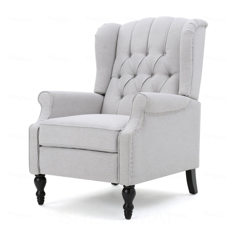 Fauteuil inclinable en tissu capitonné gris clair