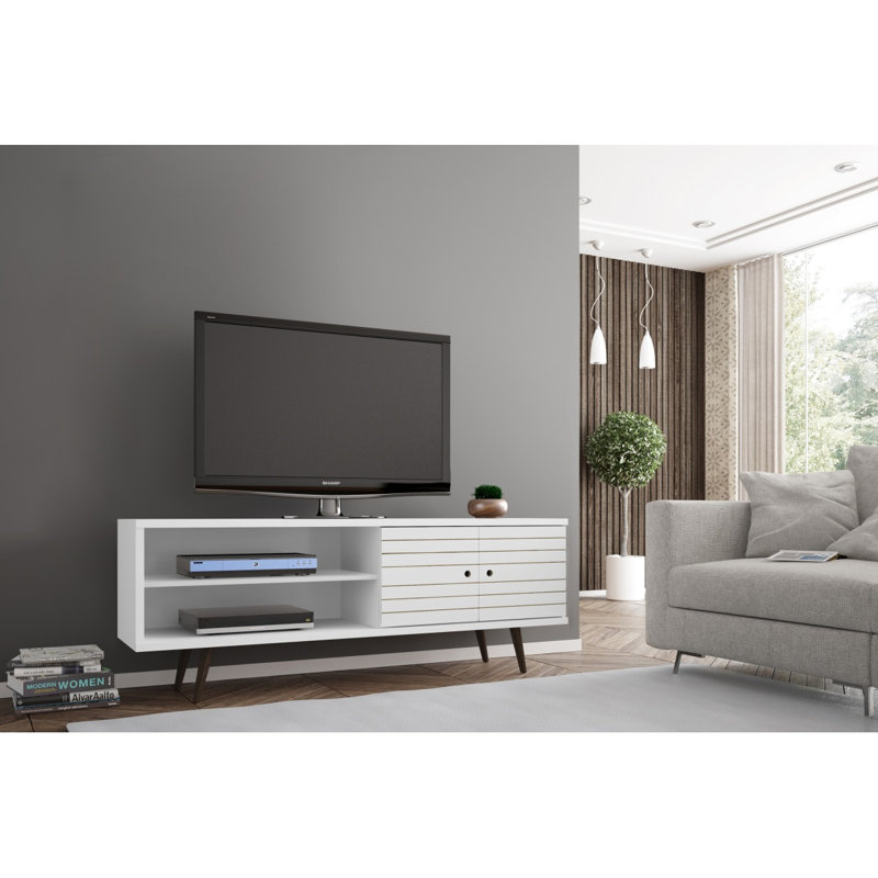 Liberty 63" TV Stand In White, White