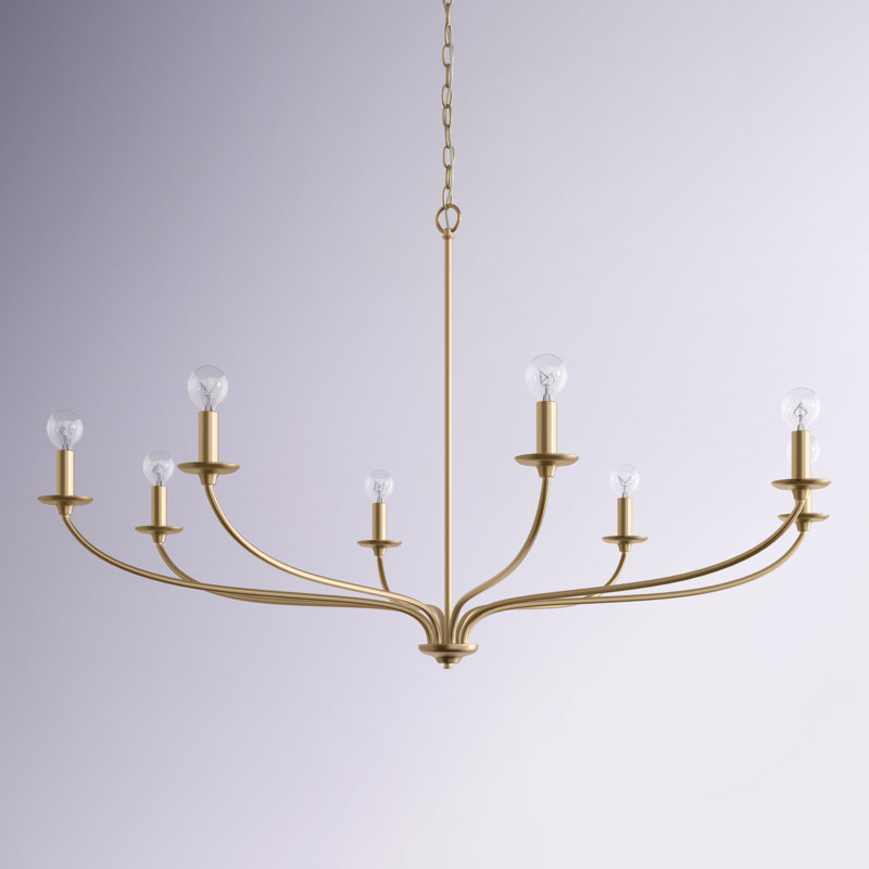 Lustre classique à 8 lumières de style bougie Ajahn, Laiton mat