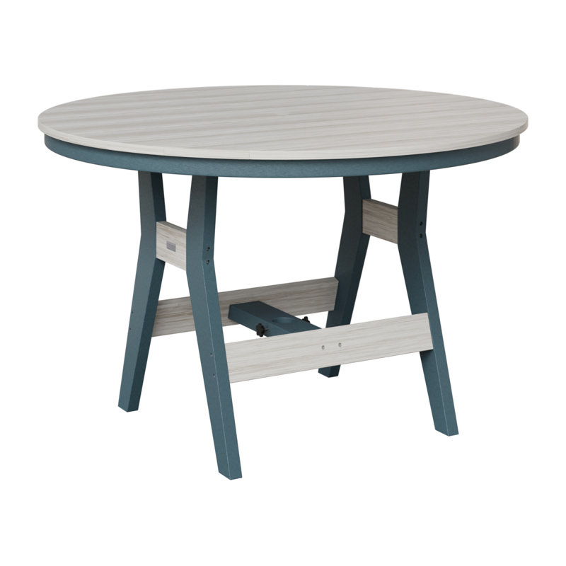 Harbor Outdoor Round Bar Table, Slate, Seashell