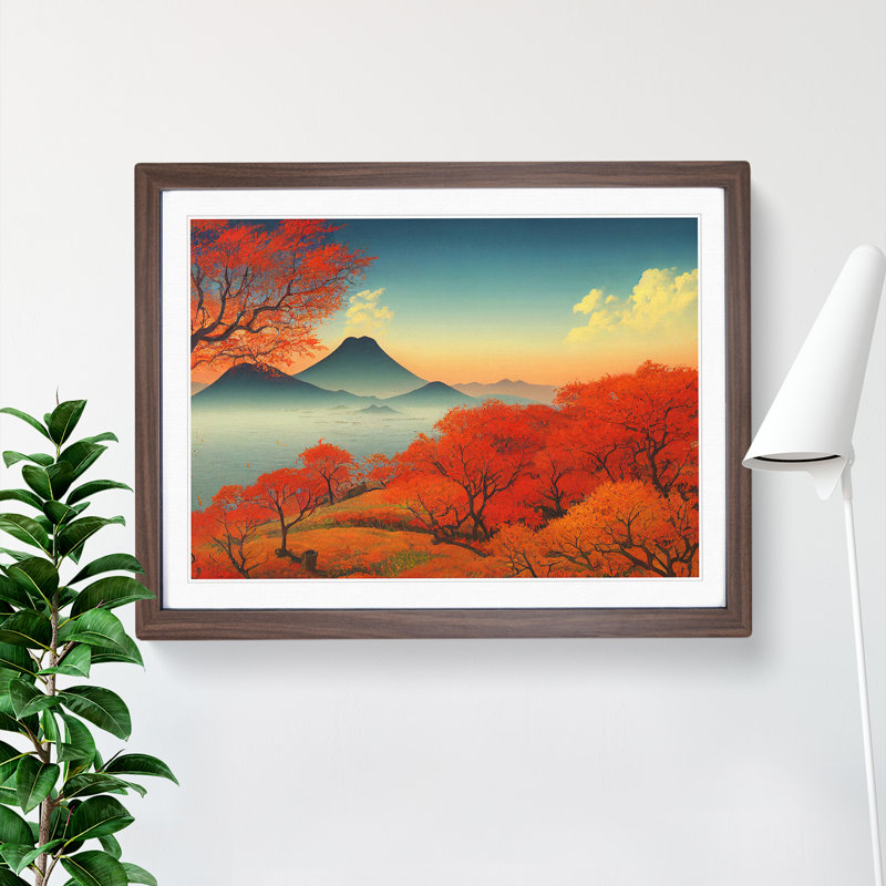Autumn Mountains 1 Piece Single Picture Frame Wall Art, 34cm H x 46cm W x 2cm D, Walnut Framed