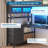 Twin Size Loft Bed Frame With L-shaped Desk And 3 Storage Drawers, Metal Loft Twin Beds With Charging Stations, Led Lights, Storage Shelves And Cabinet, Safety Guardrail & Ladders, Black-849505654