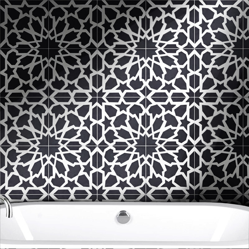 Bahja 8" x 8" Cement Patterned Wall & Floor Tile