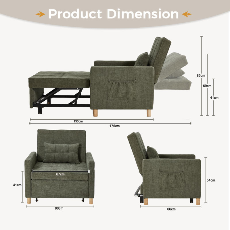 Upholstered Accent Chair, Green