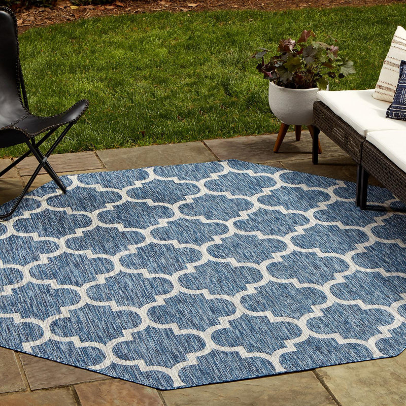 Suffolk Blue Indoor/Outdoor Area Rug, Octagon 8' x 8'