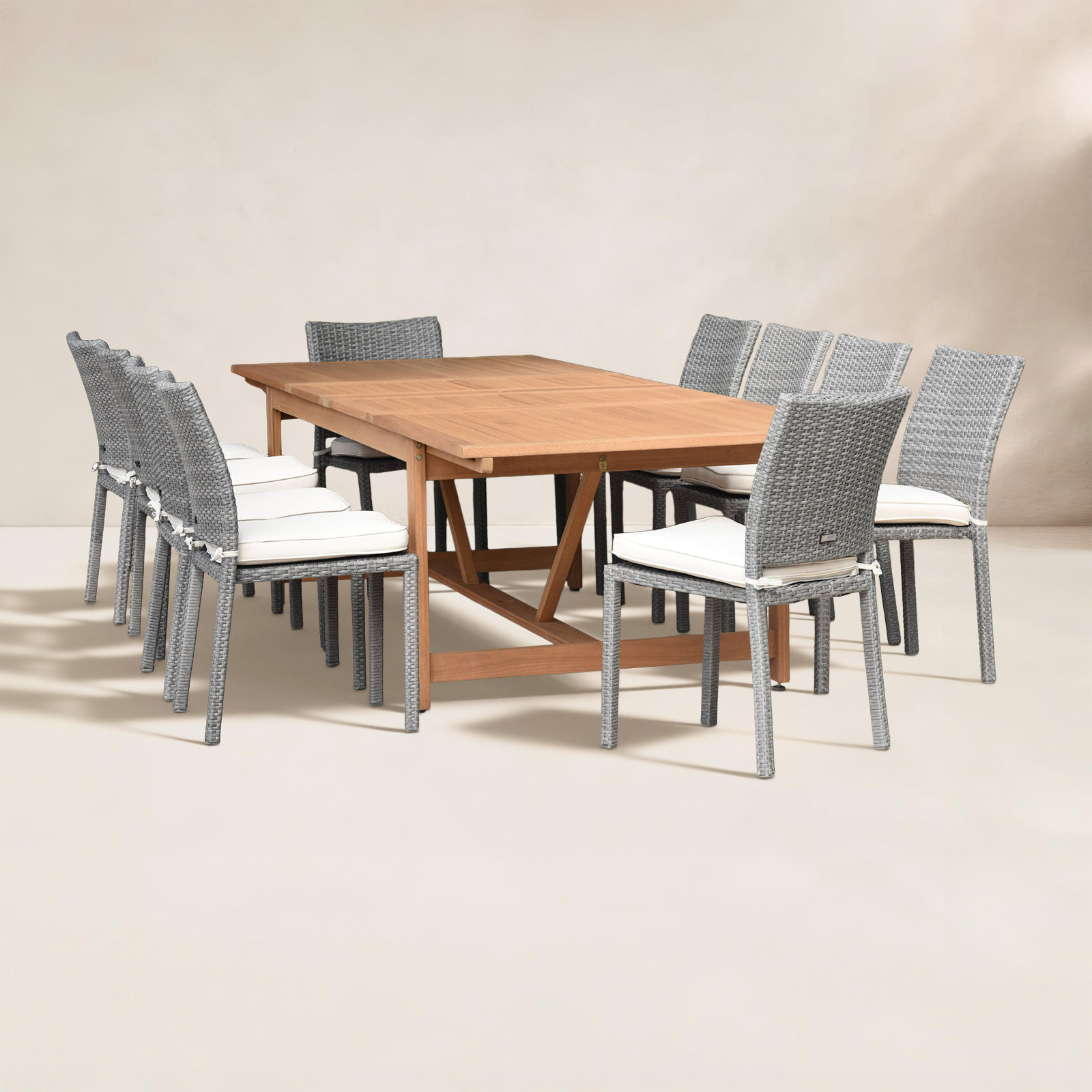 Anautica 119'' Rectangular 10-Person Outdoor Dining Set with Cushions