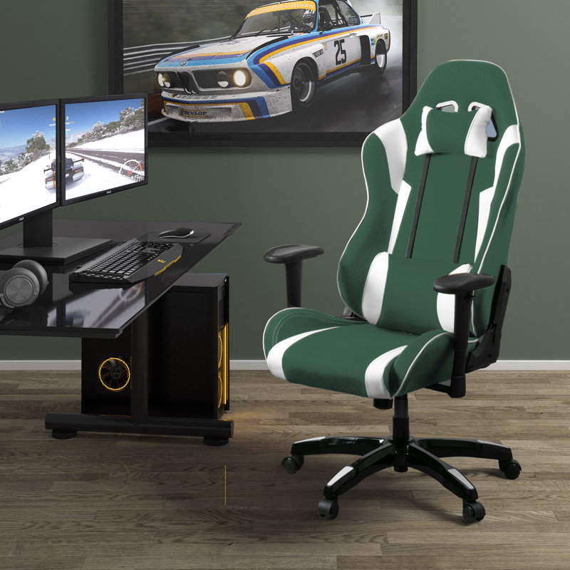 Latitude Run® Adjustable Reclining Ergonomic Swiveling PC & Racing Game Chair, Black/Orange