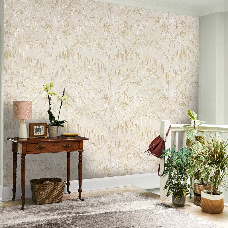 Clarissa Hulse Meadow Grass Olive Wallpaper, Cream