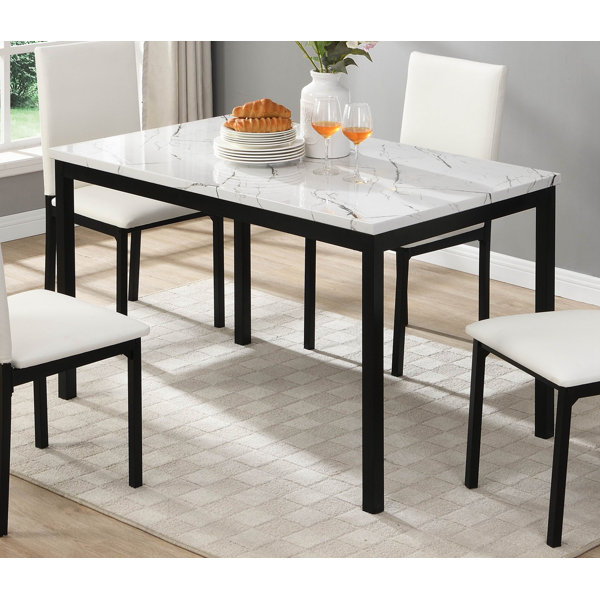 Ebern Designs Topias Marble Top Metal Base Dining Table - Wayfair Canada