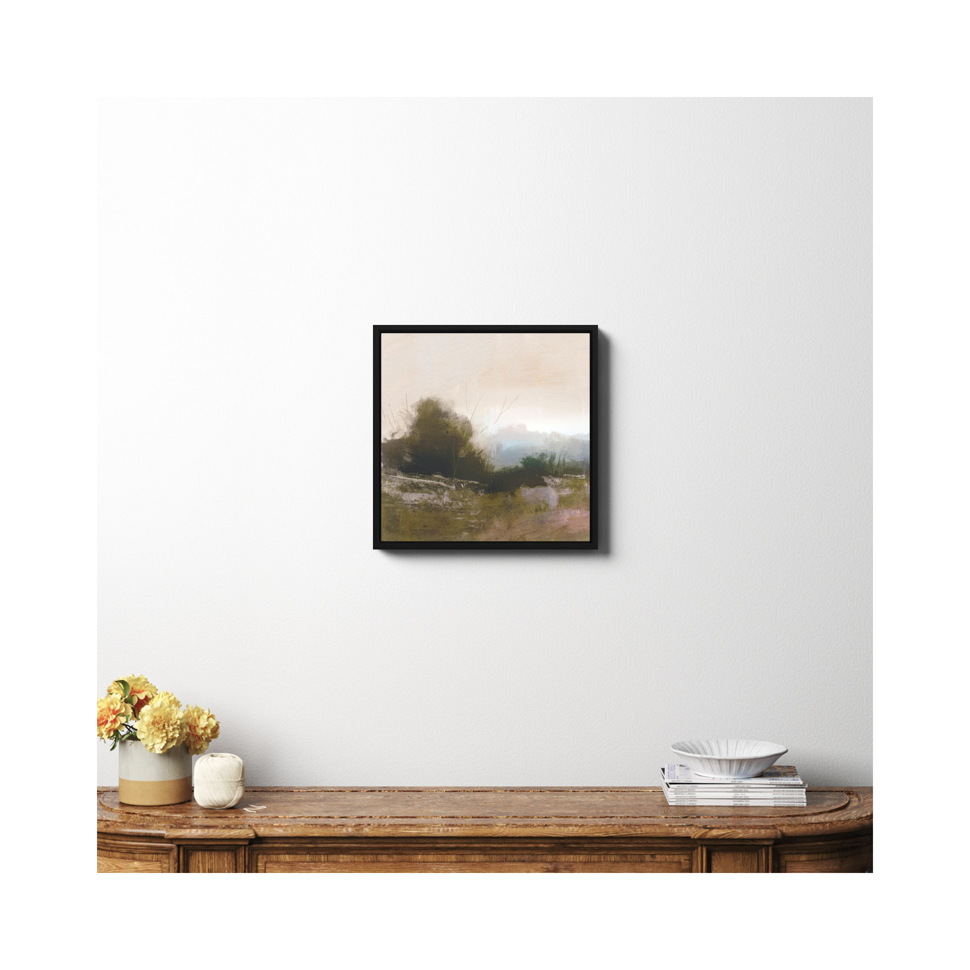 Spring Farm by Dan Hobday Art, 20" H x 20" W x 2" D, Black Framed Canvas, No