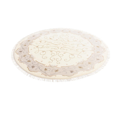 Tapis rond rond beige clair Indira
