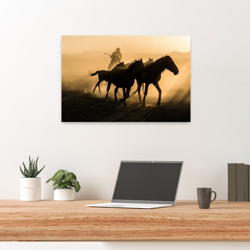 Run between horses 1 Piece Wrapped Canvas Wall Art, 40.64 cm H x 60.96 cm W