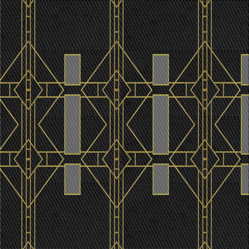Tapis noir à motifs géométriques, Carré 8 pi