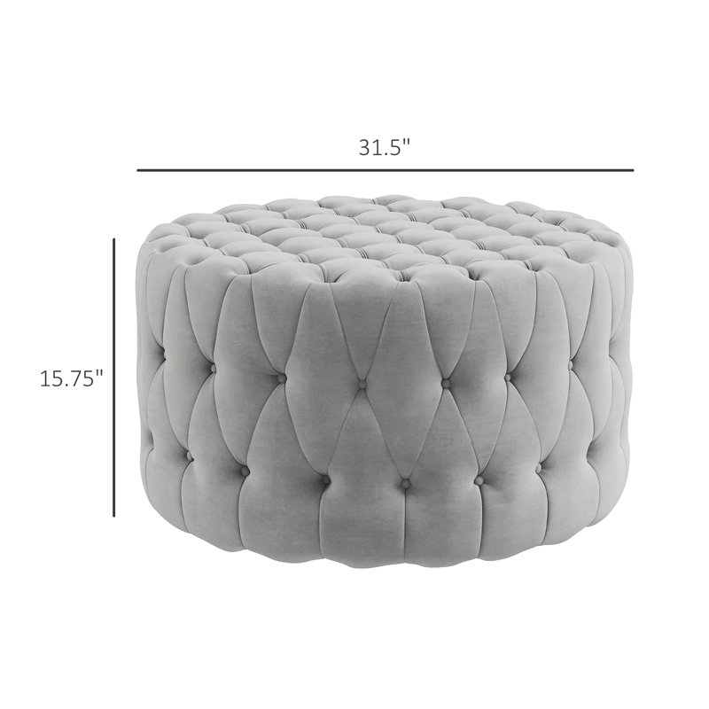 Gris avec siège à boutons et revêtement délicat - polyvalent pour diverses pièces pouvant servir de repose-pieds, de table basse et de tabouret de 264 lb x P 15,29 po
