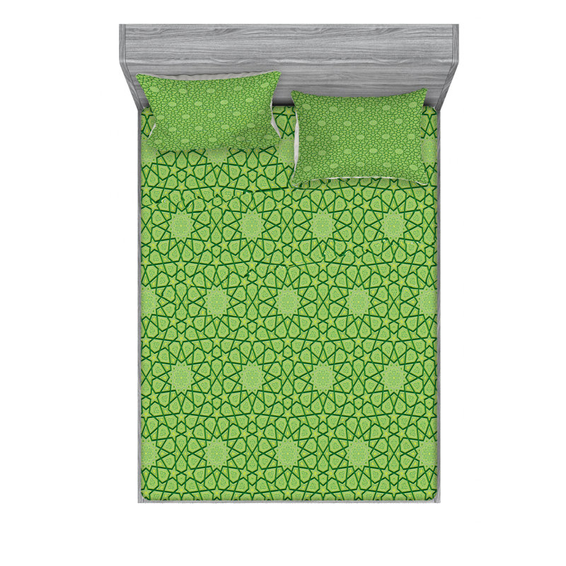 Microfiber Geometric Sheet Set, Full/Double Sheet Set with Fitted Sheet