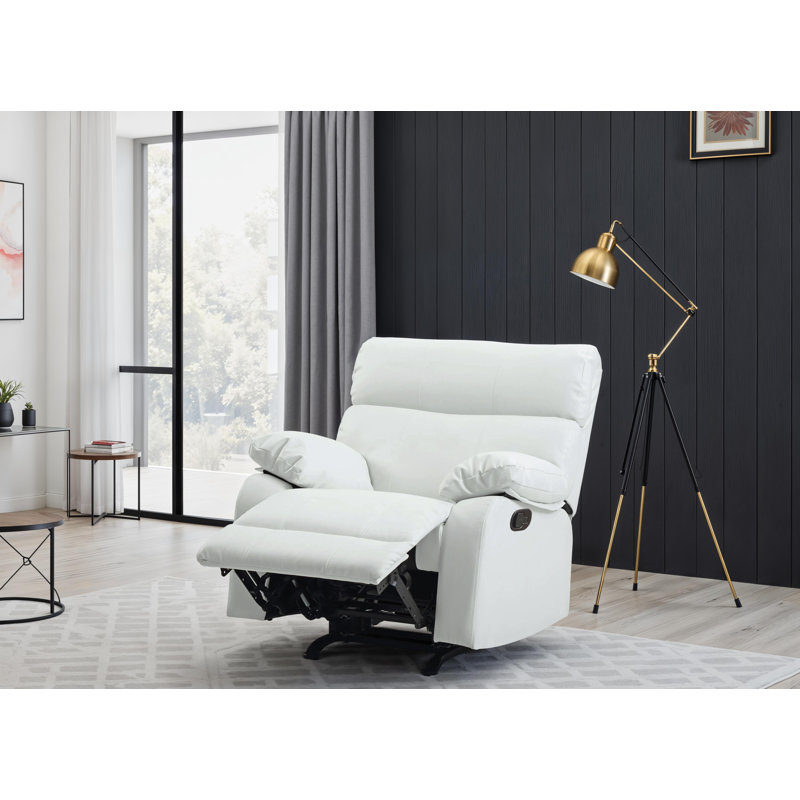 Larache Faux Leather Rocker Recliner, White