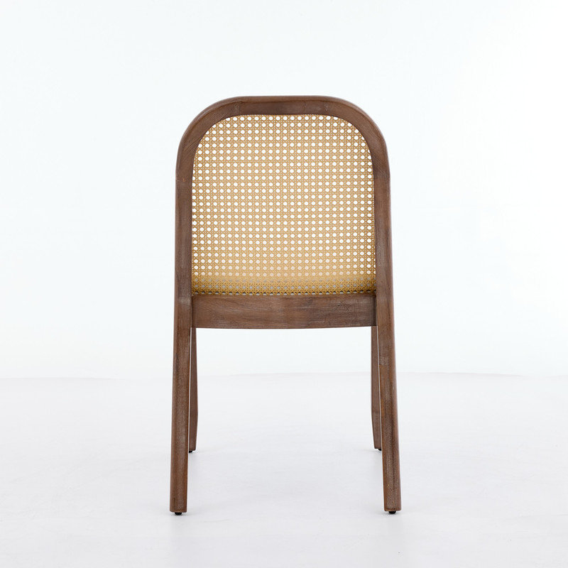 2 chaises de salle à manger courbées à dossier incurvé sans dossier avec coussin en chenille, Beige, Beige
