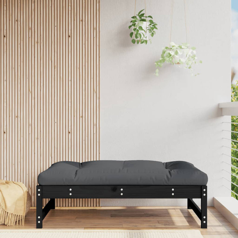 Assiah Solid Wood Outdoor Bench, White, Anthracite