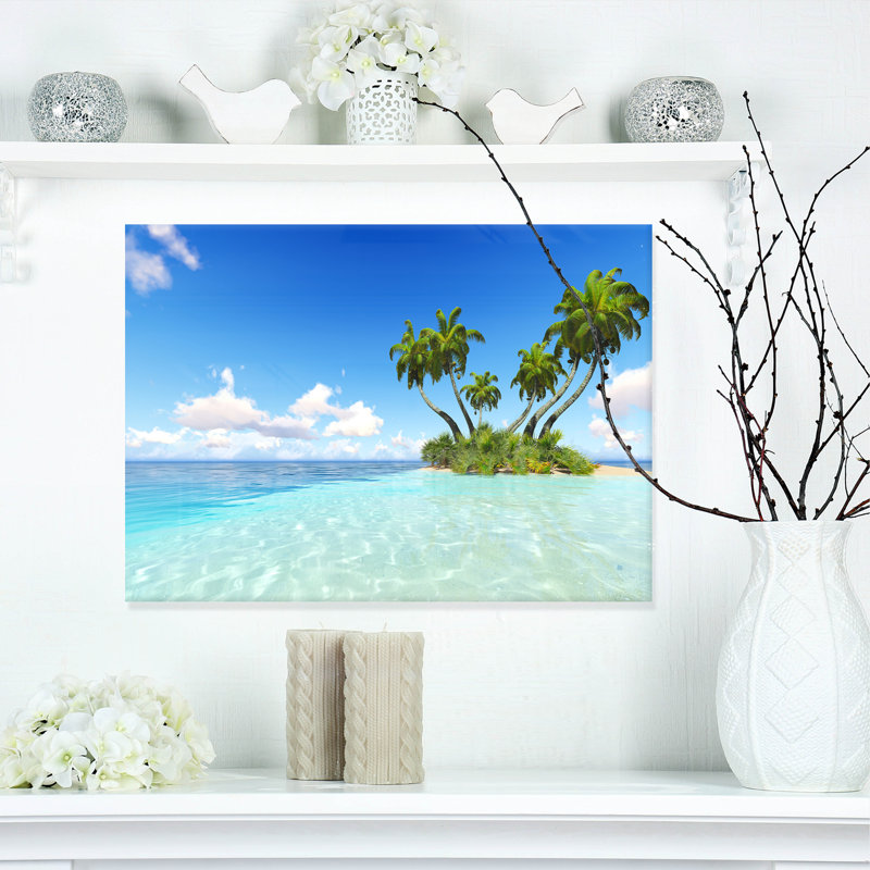 Photographie de paysage marin «Corals Island Under Blue Sky», H 20 po x l 20 po x P 1 po, Métal