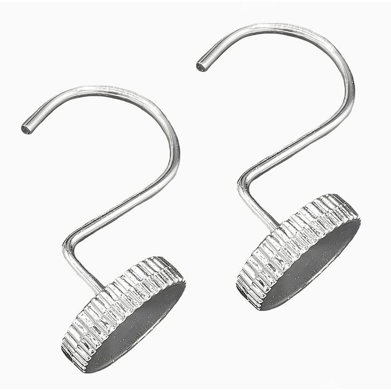 12 Piece Set - Chrome Button Heavy Duty Shower Curtain Hooks Rings Rustproof Metal