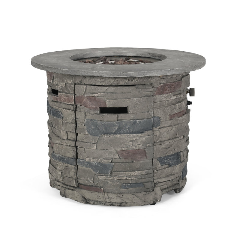 Outdoor 32" Round  Propane Fire Pit, Grey Top - 40,000 BTU