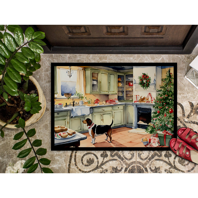 Paillasson Basset Hound Christmas Cookies DAC3724, L 24 po x L 36 po