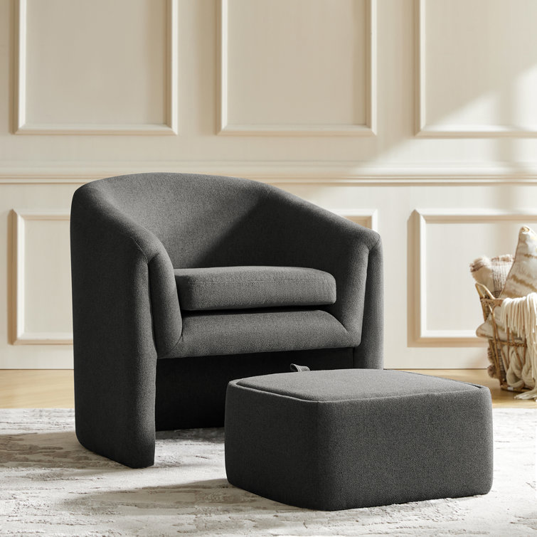 Yeomans Modern Upholstered Versatile Barrel Chair with Removable Leg Storage Ottoman