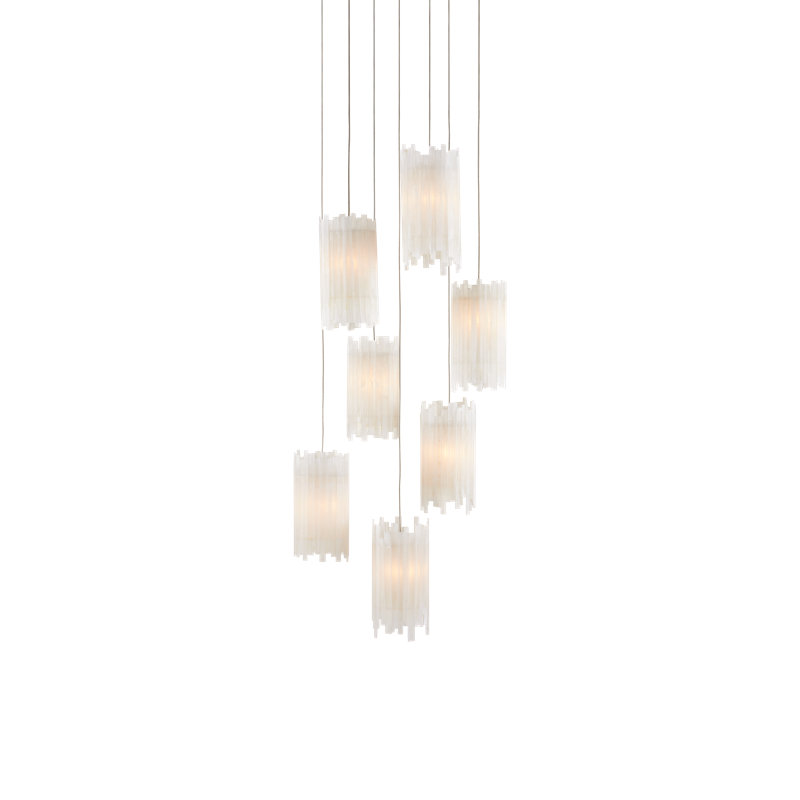 Escenia 7 - Light Frosted White, Silver Cluster Pendant