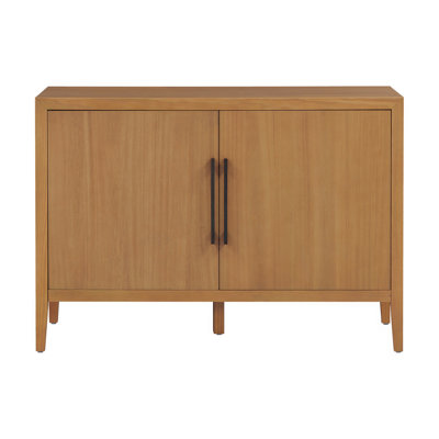 47.25-Inch Farmhouse Sideboard With Pine Veneer And 2 Doors, Retro Buffet With Adjustable Feet, Minimalist Wooden Storage Cabinet With Metal Handles F