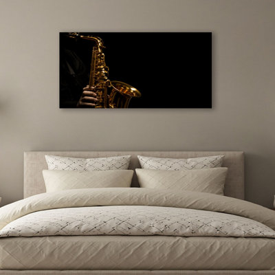 Canvas Wall Art Saxophone player Jazz Music Instrument Baritone Sax black Wall Decor for Living Room Bathroom Bedroom Office 20"H x 40"W Art Paintings, Ready to Hang